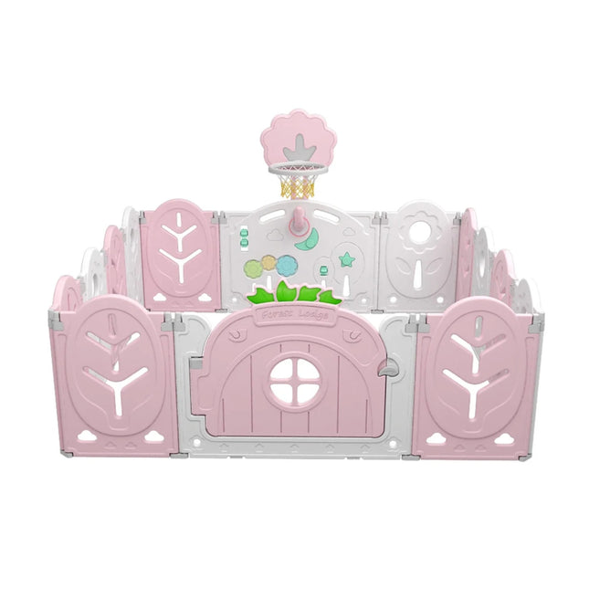 NEW Pink 14-Panel Foldable Baby and Pets Playpen Activity Center w/ Lock Door